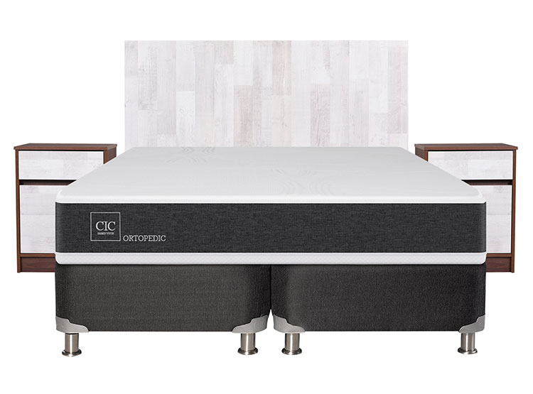 JUEGO DE DORMITORIO CIC CAMA BOX SPRING NEW ORTOPEDIC B5 BD KING NEGRO + SET LEGNO - 1
