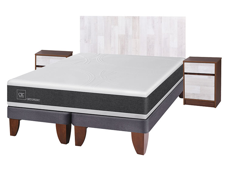 JUEGO DE DORMITORIO CIC CAMA EUROPEA NEW ORTOPEDIC BD 2 PLAZAS + SET LEGNO - 2
