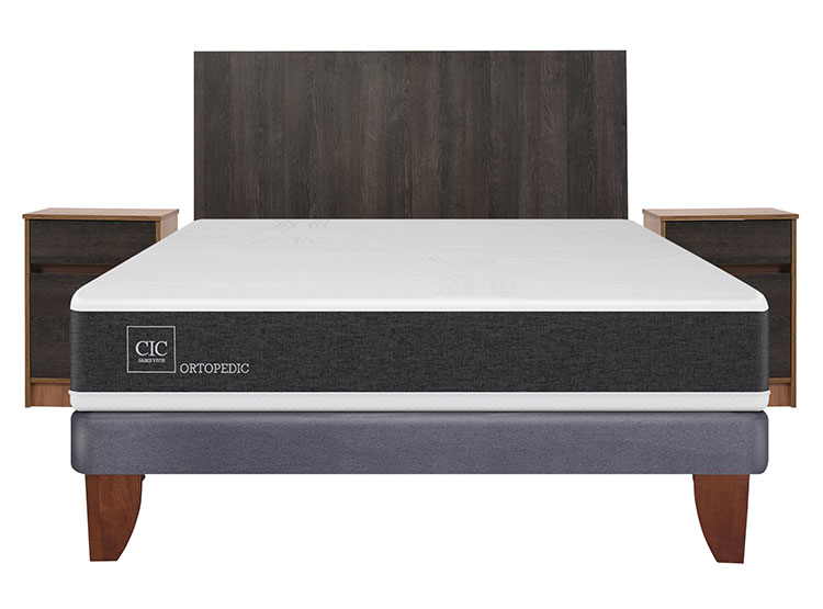 JUEGO DE DORMITORIO CIC CAMA EUROPEA NEW ORTOPEDIC BN 2 PLAZAS + SET ESPRESSO - 1