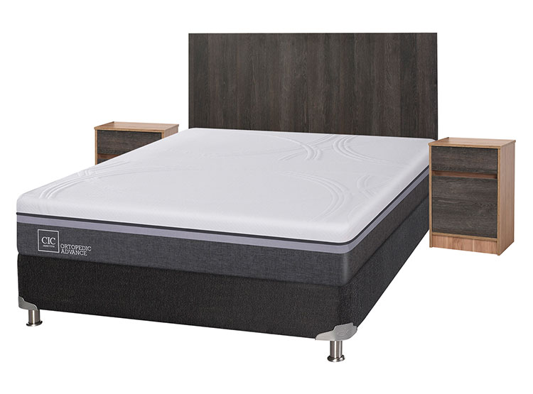 JUEGO DE DORMITORIO CIC CAMA BOX SPRING ORTOPEDIC ADVANCE B5 BN 2 PLAZAS NEGRO + SET ESPRESSO - 2