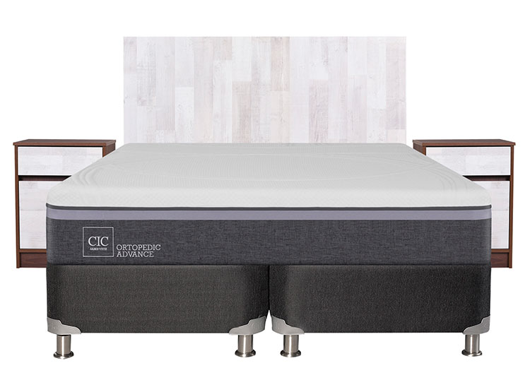 JUEGO DE DORMITORIO CIC CAMA BOX SPRING ORTOPEDIC ADVANCE B5 BN KING NEGRO + SET LEGNO - 1