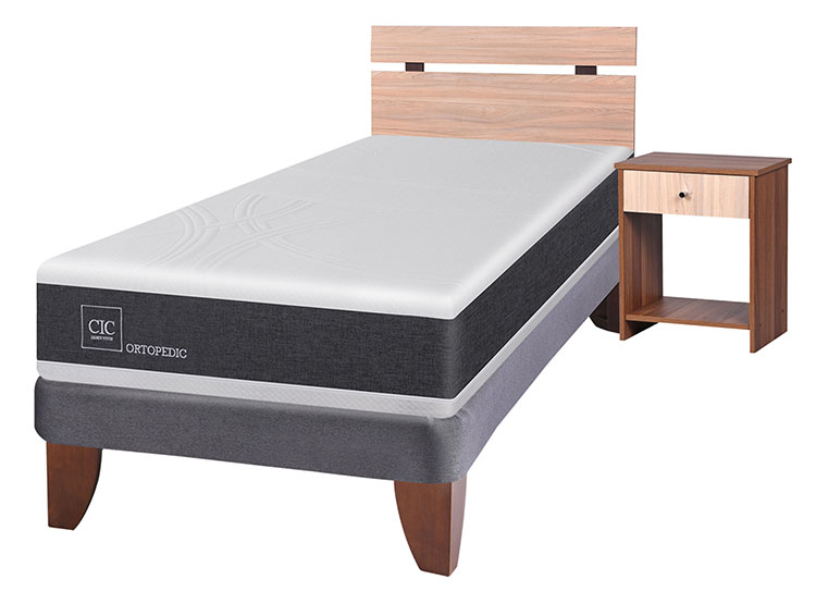 JUEGO DE DORMITORIO CIC CAMA EUROPEA NEW ORTOPEDIC 1.5 PLAZAS + SET OLMO - 2