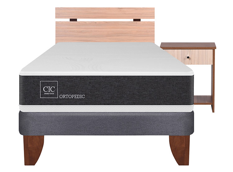 JUEGO DE DORMITORIO CIC CAMA EUROPEA NEW ORTOPEDIC 1.5 PLAZAS + SET OLMO - 1