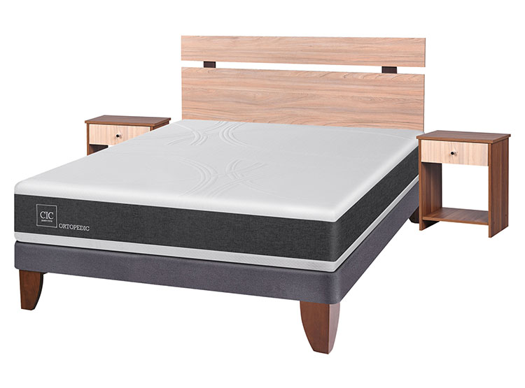 JUEGO DE DORMITORIO CIC CAMA EUROPEA NEW ORTOPEDIC 2 PLAZAS + SET OLMO - 2