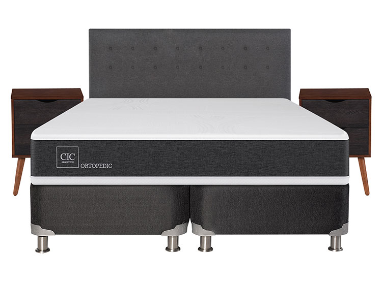 JUEGO DE DORMITORIO CIC CAMA BOX SPRING NEW ORTOPEDIC B5 KING NEGRO + SET EUFRATES - 1