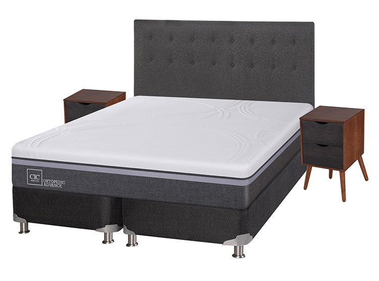 JUEGO DE DORMITORIO CIC CAMA BOX SPRING ORTOPEDIC ADVANCE B5 KING NEGRO + SET EUFRATES - 2