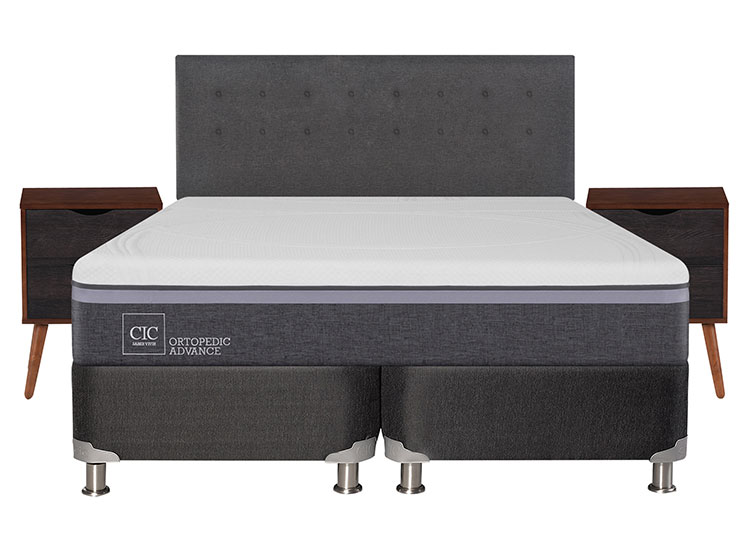 JUEGO DE DORMITORIO CIC CAMA BOX SPRING ORTOPEDIC ADVANCE B5 KING NEGRO + SET EUFRATES - 1