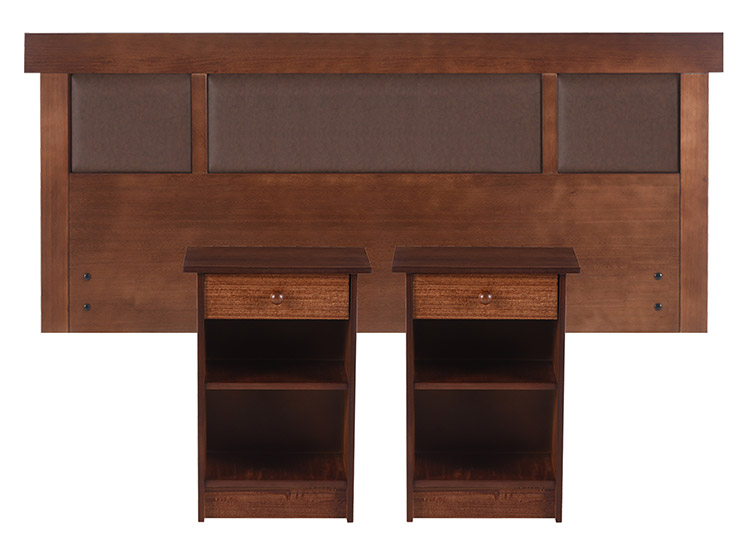 SET DE MUEBLES CIC NEW DUBLIN RESPALDO 2 PLAZAS + VELADORES CARAMELO - 1