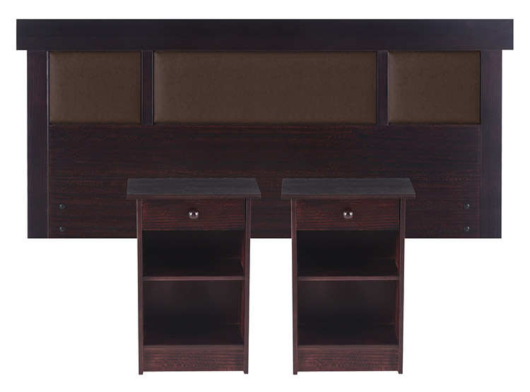SET DE MUEBLES CIC NEW DUBLIN RESPALDO 2 PLAZAS + VELADORES CHOCOLATE - 1
