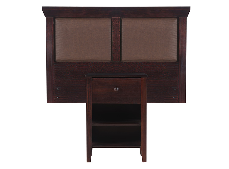 SET DE MUEBLES CIC NEW TORINO RESPALDO SINGLE + VELADOR CHOCOLATE - 1