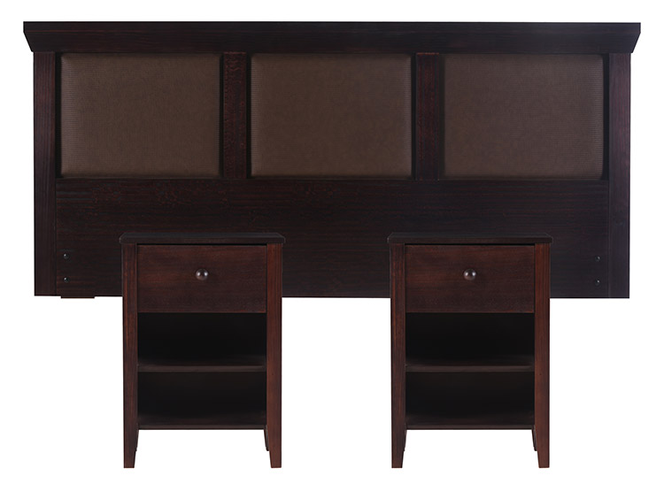 SET DE MUEBLES CIC NEW TORINO RESPALDO 2 PLAZAS + VELADORES CHOCOLATE - 1