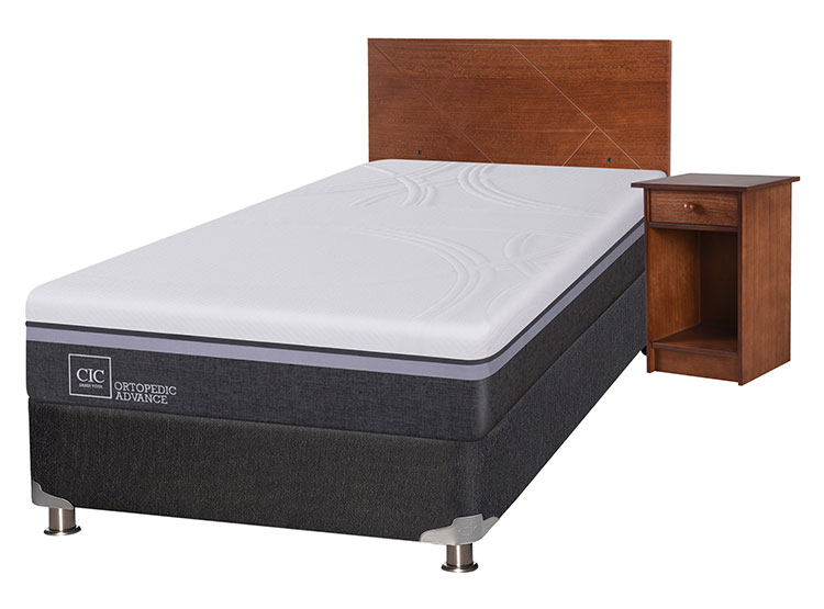 JUEGO DE DORMITORIO CIC CAMA BOX SPRING ORTOPEDIC ADVANCE B5 1.5 PLAZAS NEGRO + SET NEW VILLARRICA - 2