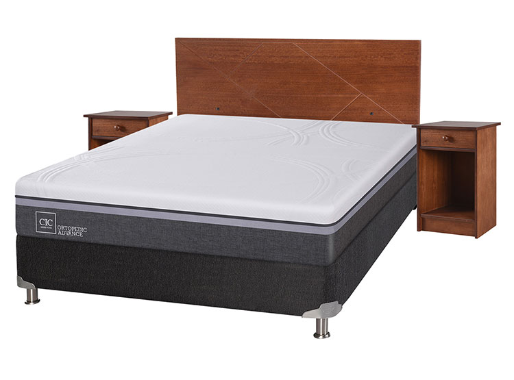 JUEGO DE DORMITORIO CIC CAMA BOX SPRING ORTOPEDIC ADVANCE B5 BN 2 PLAZAS NEGRO + SET NEW VILLARRICA - 2