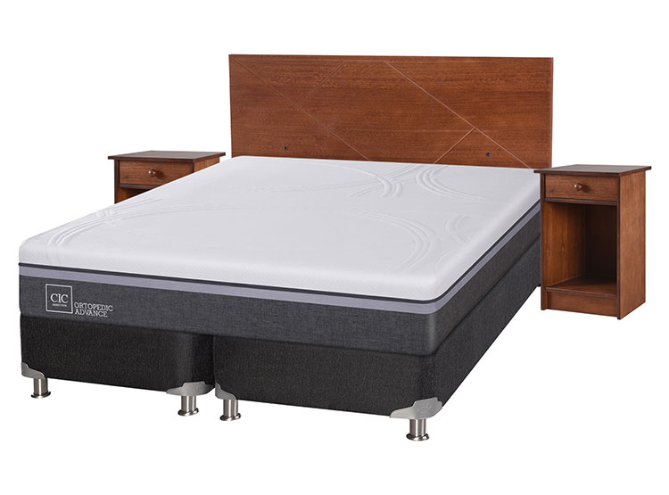 JUEGO DE DORMITORIO CIC CAMA BOX SPRING ORTOPEDIC ADVANCE B5 BD 2 PLAZAS NEGRO + SET NEW VILLARRICA - 2