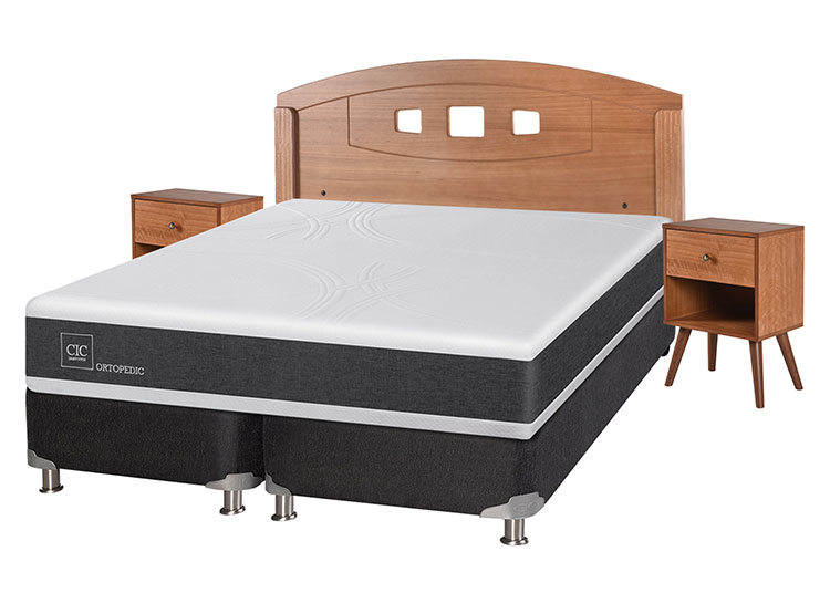 JUEGO DE DORMITORIO CIC CAMA BOX SPRING NEW ORTOPEDIC B5 BD 2 PLAZAS NEGRO + SET NEW GALES - 2