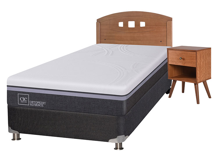 JUEGO DE DORMITORIO CIC CAMA BOX SPRING ORTOPEDIC ADVANCE B5 1.5 PLAZAS NEGRO + SET NEW GALES - 2