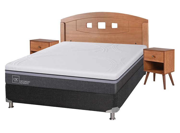 JUEGO DE DORMITORIO CIC CAMA BOX SPRING ORTOPEDIC ADVANCE B5 BN 2 PLAZAS NEGRO + SET NEW GALES - 2