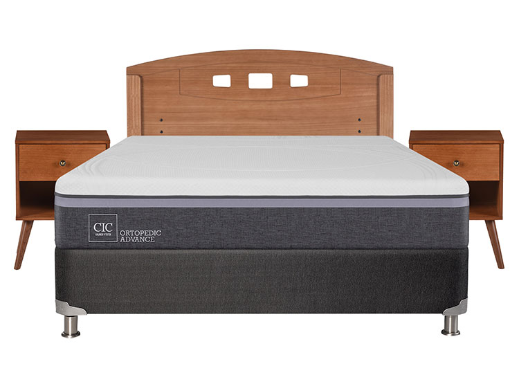 JUEGO DE DORMITORIO CIC CAMA BOX SPRING ORTOPEDIC ADVANCE B5 BN 2 PLAZAS NEGRO + SET NEW GALES - 1