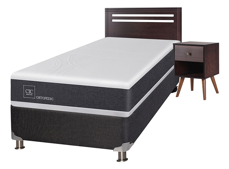 JUEGO DE DORMITORIO CIC CAMA BOX SPRING NEW ORTOPEDIC B5 1.5 PLAZAS NEGRO + SET NEW MUNICH - 2