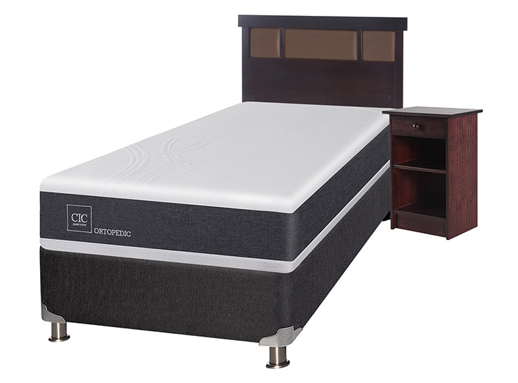 JUEGO DE DORMITORIO CIC CAMA BOX SPRING NEW ORTOPEDIC B5 1.5 PLAZAS NEGRO + SET NEW BUBLIN CHOCOLATE - 2
