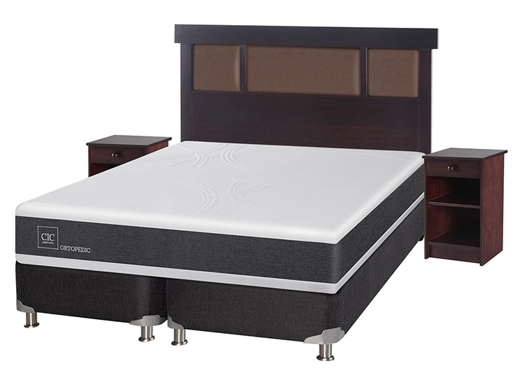 JUEGO DE DORMITORIO CIC CAMA BOX SPRING NEW ORTOPEDIC B5 BD 2 PLAZAS NEGRO + SET NEW DUBLIN CHOCOLATE - 2