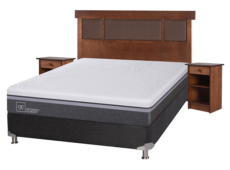JUEGO DE DORMITORIO CIC CAMA BOX SPRING ORTOPEDIC ADVANCE B5 BN 2 PLAZAS NEGRO + SET NEW DUBLIN CARAMEL - 2