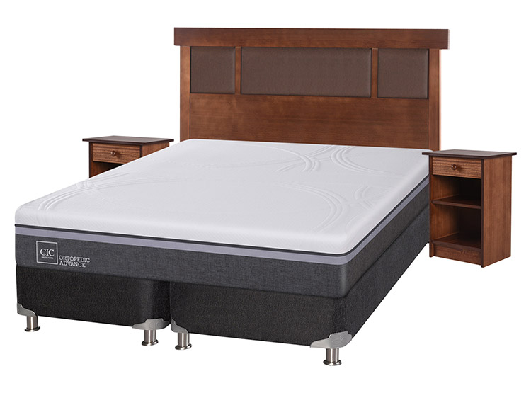 JUEGO DE DORMITORIO CIC CAMA BOX SPRING ORTOPEDIC ADVANCE B5 BD 2 PLAZAS NEGRO + SET NEW DUBLIN CARAMEL - 2