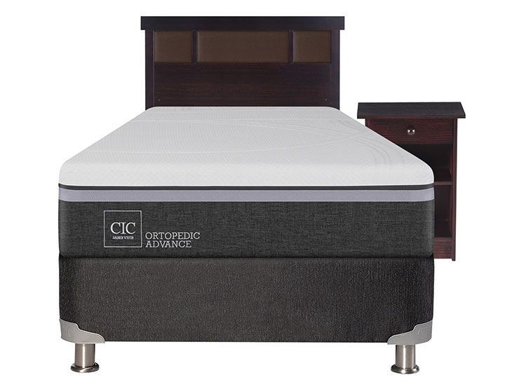 JUEGO DE DORMITORIO CIC CAMA BOX SPRING ORTOPEDIC ADVANCE B5 1.5 PLAZAS NEGRO + SET NEW DUBLIN - 1