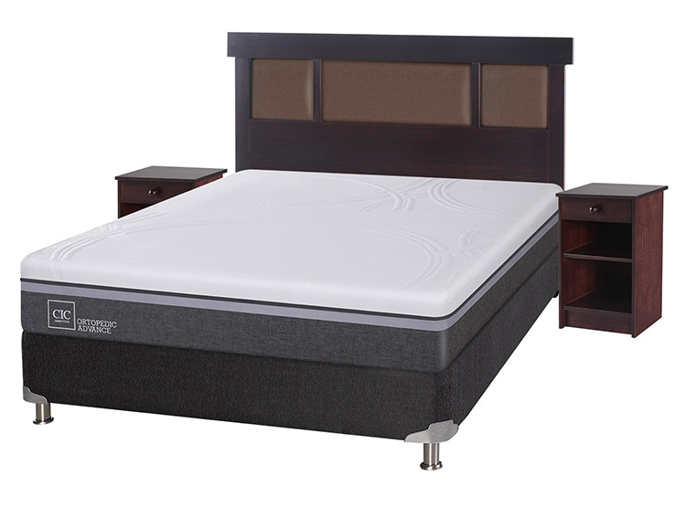JUEGO DE DORMITORIO CIC CAMA BOX SPRING ORTOPEDIC ADVANCE B5 BN 2 PLAZAS NEGRO + SET NEW DUBLIN - 2