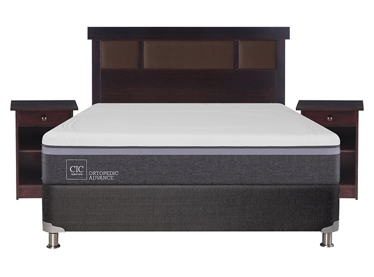 JUEGO DE DORMITORIO CIC CAMA BOX SPRING ORTOPEDIC ADVANCE B5 BN 2 PLAZAS NEGRO + SET NEW DUBLIN - 1