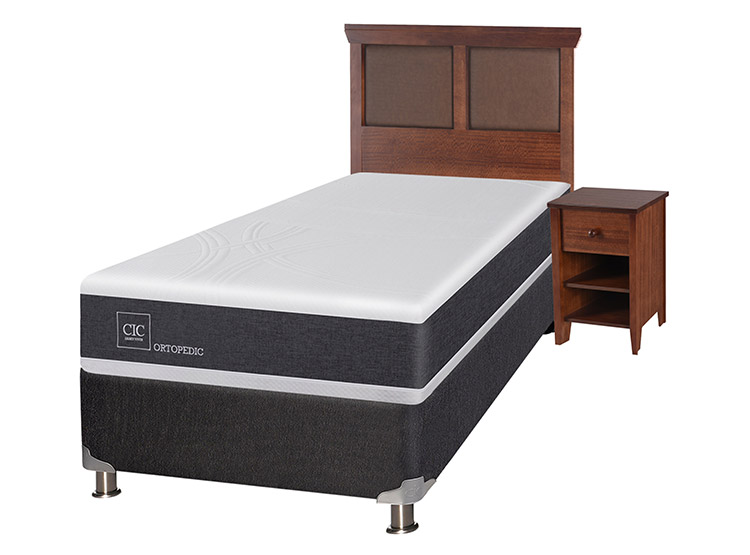 JUEGO DE DORMITORIO CIC CAMA BOX SPRING NEW ORTOPEDIC B5 1.5 PLAZAS NEGRO + SET NEW TORINO - 2