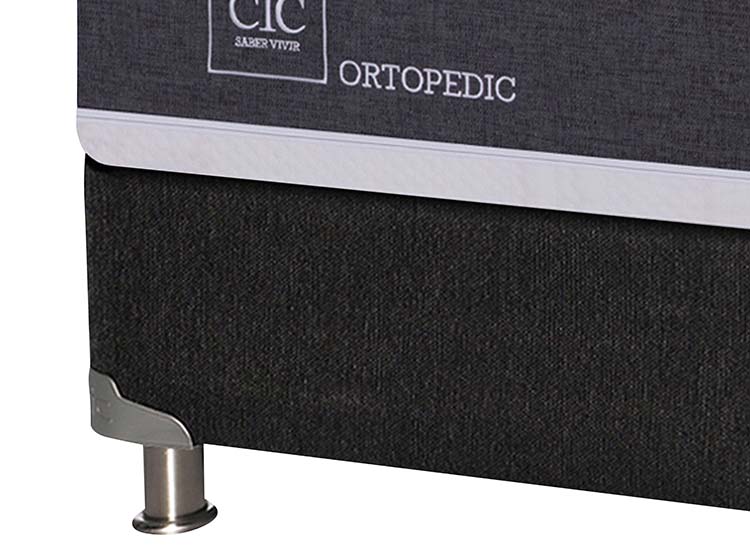 JUEGO DE DORMITORIO CIC CAMA BOX SPRING NEW ORTOPEDIC B5 1.5 PLAZAS NEGRO + SET NEW TORINO - 3