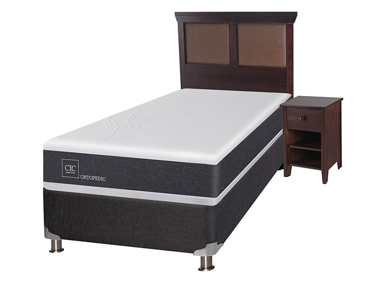 JUEGO DE DORMITORIO CIC CAMA BOX SPRING NEW ORTOPEDIC B5 1.5 PLAZAS NEGRO + SET NEW TORINO CHOCOLATE - 2