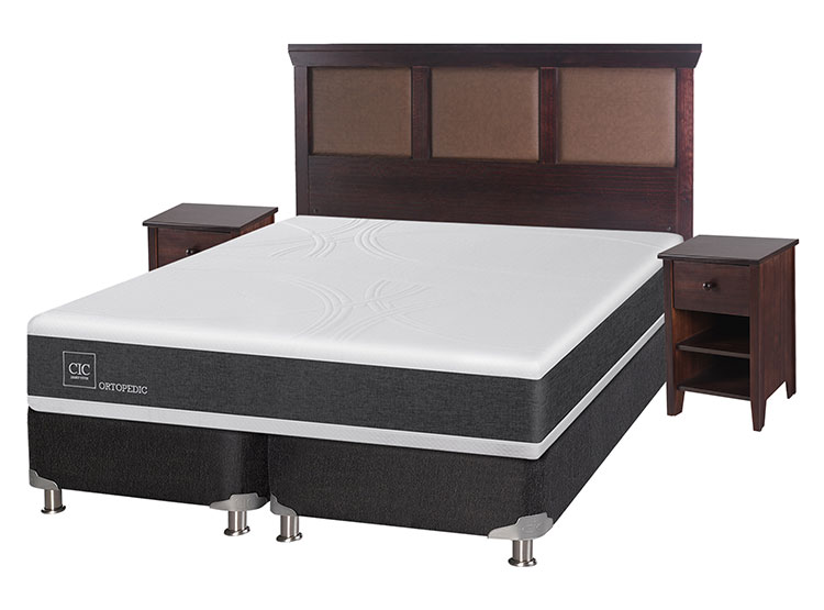JUEGO DE DORMITORIO CIC CAMA BOX SPRING NEW ORTOPEDIC B5 KING NEGRO + SET TORINO CHOCOLATE - 2