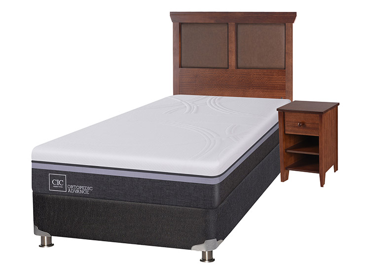 JUEGO DE DORMITORIO CIC CAMA BOX SPRING ORTOPEDIC ADVANCE B5 1.5 PLAZAS NEGRO + SET NEW TORINO - 2