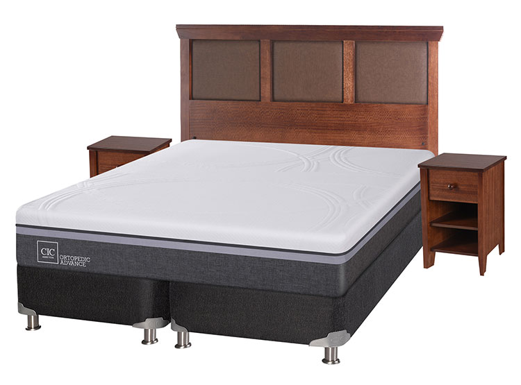 JUEGO DE DORMITORIO CIC CAMA BOX SPRING ORTOPEDIC ADVANCE B5 BD 2 PLAZAS NEGRO + SET NEW TORINO - 2