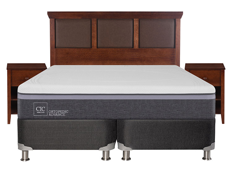 JUEGO DE DORMITORIO CIC CAMA BOX SPRING ORTOPEDIC ADVANCE B5 KING NEGRO + SET NEW TORINO - 1