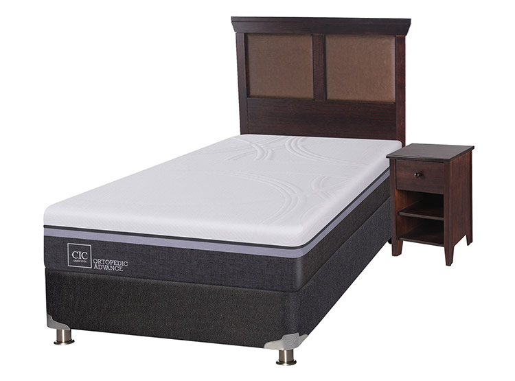 JUEGO DE DORMITORIO CIC CAMA BOX SPRING ORTOPEDIC ADVANCE B5 1.5 PLAZAS NEGRO + SET NEW TORINO CHOCOLATE - 2