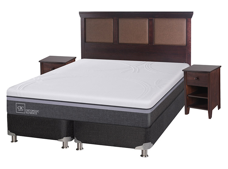 JUEGO DE DORMITORIO CIC CAMA BOX SPRING ORTOPEDIC ADVANCE B5 BD 2 PLAZAS NEGRO + SET NEW TORINO CHOCOLATE - 2