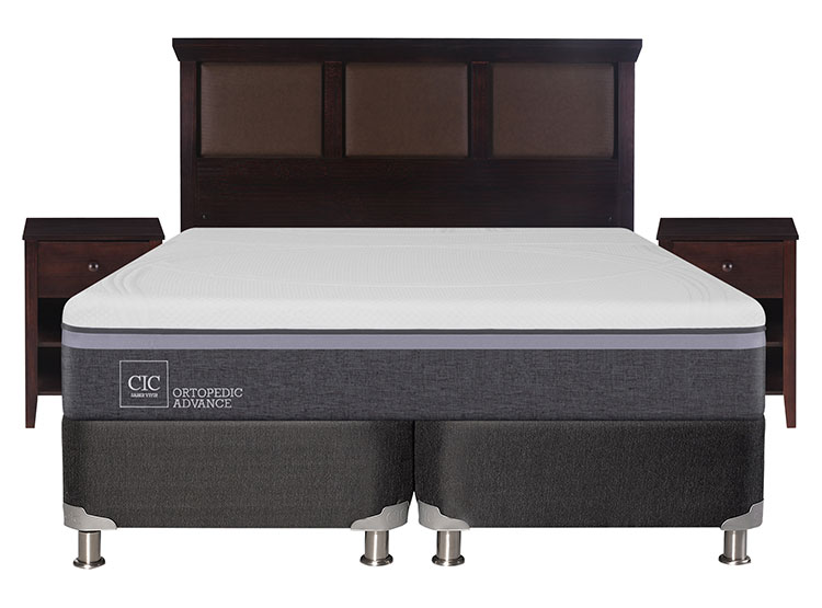JUEGO DE DORMITORIO CIC CAMA BOX SPRING ORTOPEDIC ADVANCE B5 KING NEGRO + SET NEW TORINO CHOCOLATE - 1