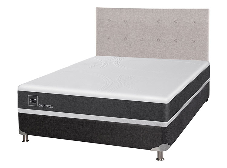 JUEGO DE DORMITORIO CIC CAMA BOX SPRING NEW ORTOPEDIC B5 BN 2 PLAZAS NEGRO + RESPALDO TIGRIS - 2