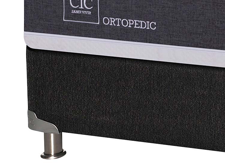 JUEGO DE DORMITORIO CIC CAMA BOX SPRING NEW ORTOPEDIC B5 BN 2 PLAZAS NEGRO + RESPALDO TIGRIS - 3