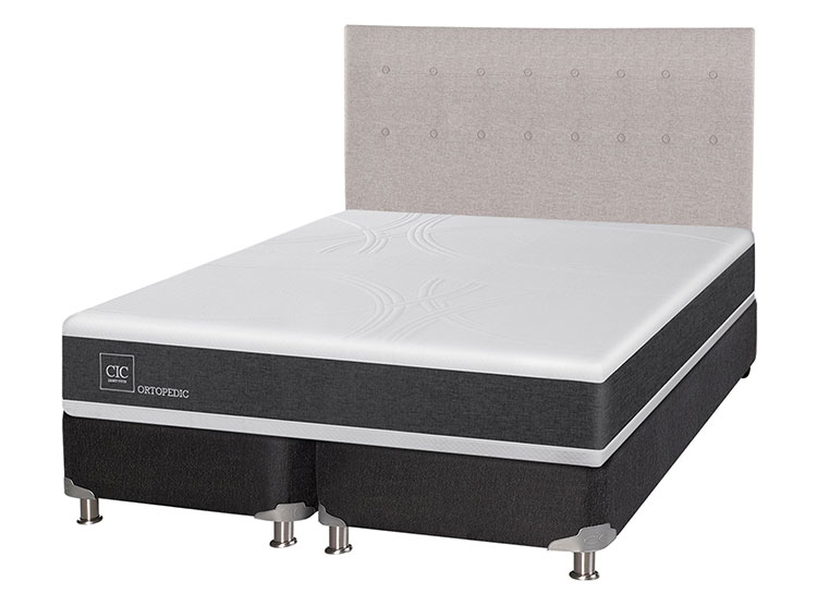 JUEGO DE DORMITORIO CIC CAMA BOX SPRING NEW ORTOPEDIC B5 KING NEGRO + RESPALDO TIGRIS - 2