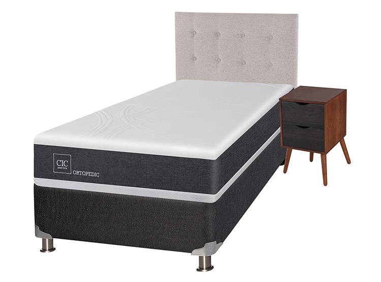 JUEGO DE DORMITORIO CIC CAMA BOX SPRING NEW ORTOPEDIC B5 1.5 PLAZAS NEGRO + SET TIGRIS - 2