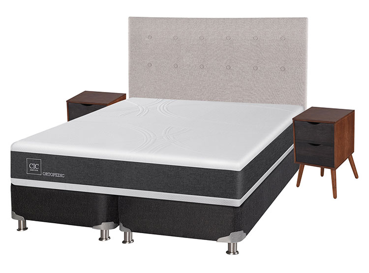 JUEGO DE DORMITORIO CIC CAMA BOX SPRING NEW ORTOPEDIC B5 BD 2 PLAZAS NEGRO + SET TIGRIS - 2