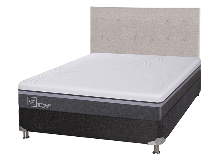 JUEGO DE DORMITORIO CIC CAMA BOX SPRING ORTOPEDIC ADVANCE B5 BN 2 PLAZAS NEGRO + RESPALDO TIGRIS - 2