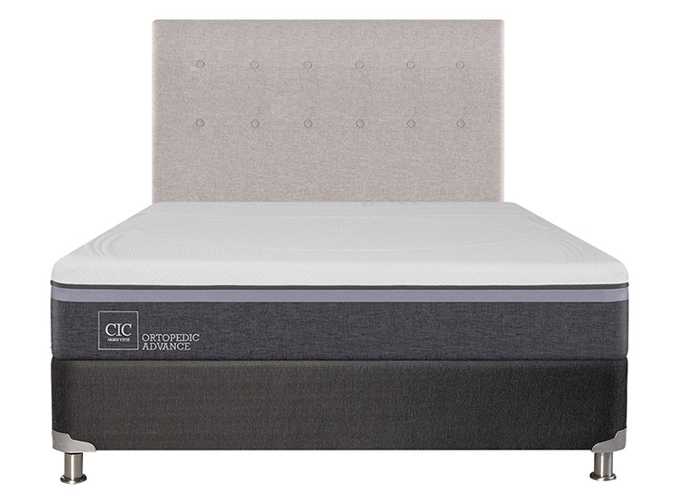JUEGO DE DORMITORIO CIC CAMA BOX SPRING ORTOPEDIC ADVANCE B5 BN 2 PLAZAS NEGRO + RESPALDO TIGRIS - 1