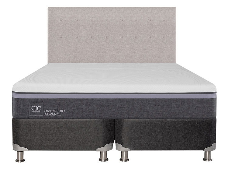 JUEGO DE DORMITORIO CIC CAMA BOX SPRING ORTOPEDIC ADVANCE B5 KING NEGRO + RESPALDO TIGRIS - 1
