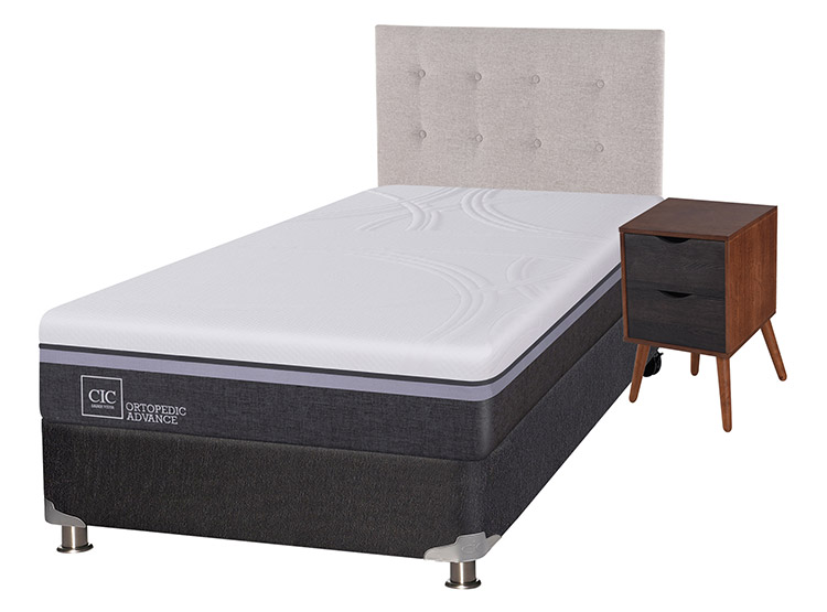 JUEGO DE DORMITORIO CIC CAMA BOX SPRING ORTOPEDIC ADVANCE B5 1.5 PLAZAS NEGRO + SET TIGRIS - 2