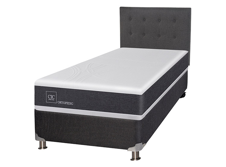 JUEGO DE DORMITORIO CIC CAMA BOX SPRING NEW ORTOPEDIC B5 1.5 PLAZAS NEGRO + RESPALDO EUFRATES - 2